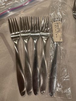 Lot of 5 Vintage Gorham Stegor "Pace" Stainless 7" Salad Forks (MCM Satin Flatware)