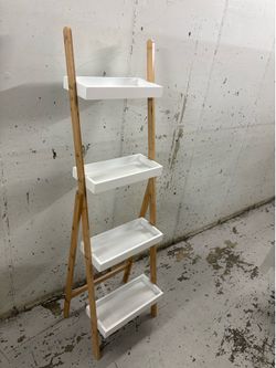 bamboo 4-tier ladder shelf