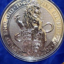 2017 10oz GREAT BRITISH QUEEN’S BEAST LION SILVER COIN 
