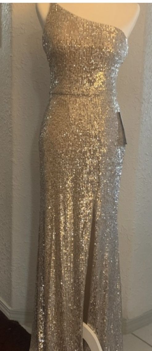 Xscape Sequin Dress Gold Size 14