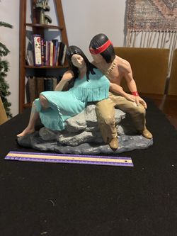 Native American statue w plate