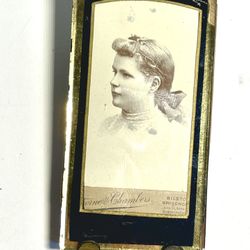 Antique Cabinet Photo Young Woman Head Shot Studio Picture On Easel