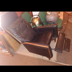 Mud Century Reclining Rocking Chair Leather Wood 
