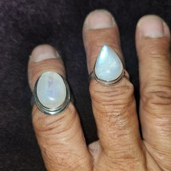 Vintage 80'S Sterling Silver 925 Rainbow Moonstone 