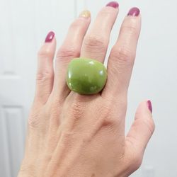 Green women's lady's unisex large wide chunky ring