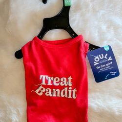 Treat Bandit XXS cute dog Tee 9-11" red shirt
