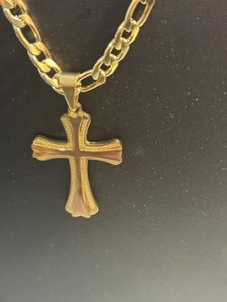 316 stainless steel  gold plated cross necklace