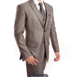 Tazio men's 3 piece executive suit comes in standard length.