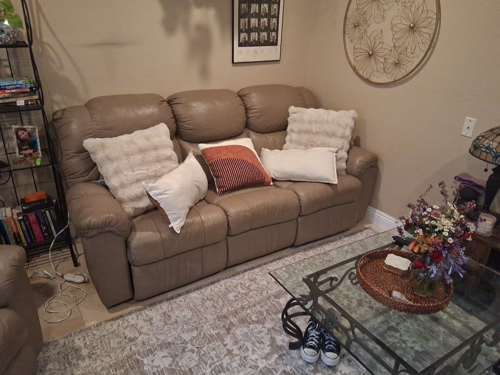Recliner And Power Reclining Italian Leather Sofa