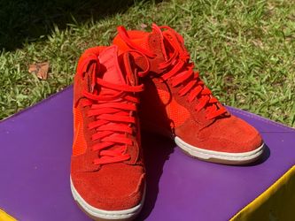 Nike Dunk Sky Hi wedge sneakers in the vibrant Total Crimson colorway