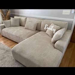 XL Sectional Sofa Camel Corduroy 