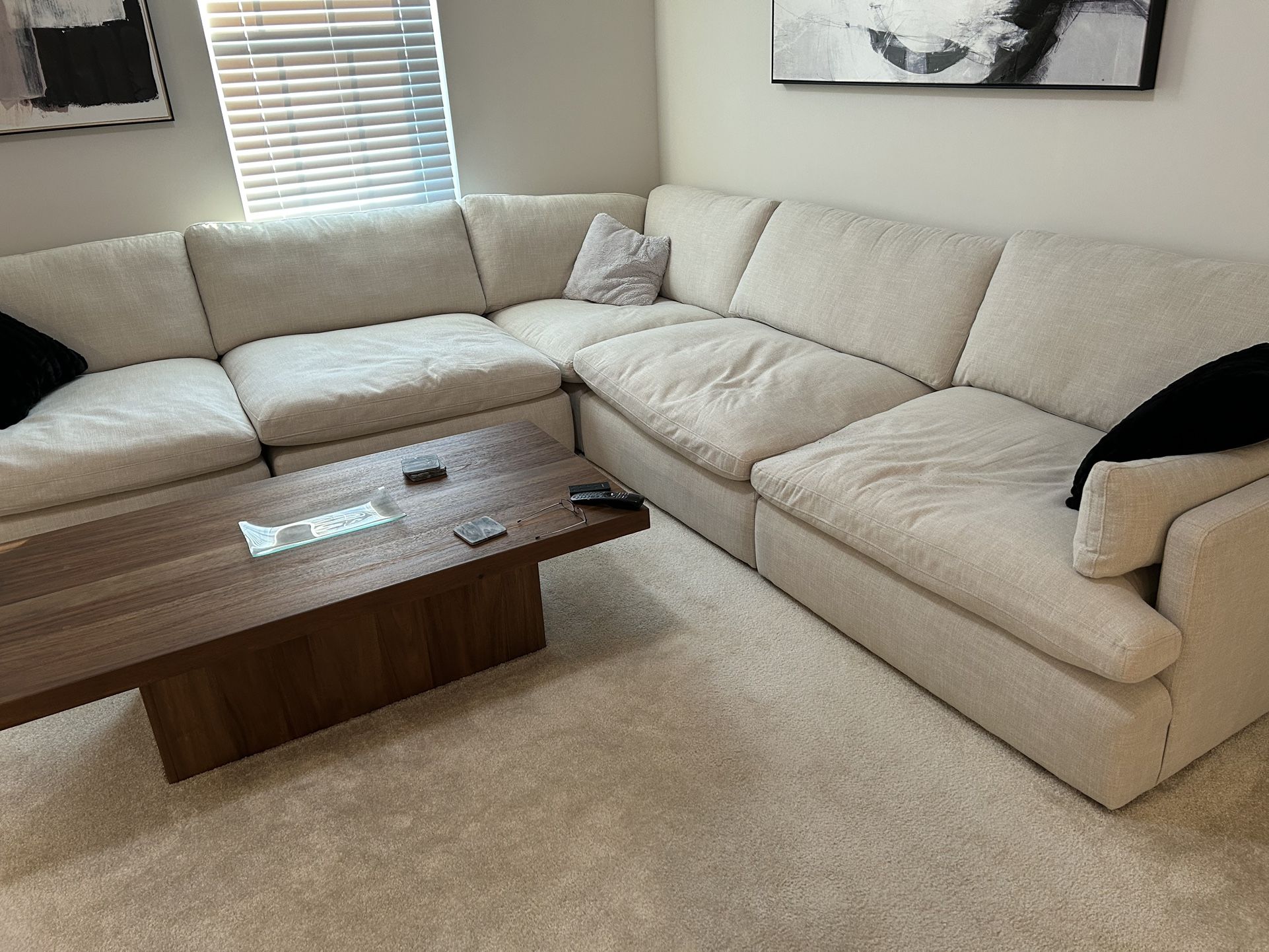 Large Modular Beige Couch