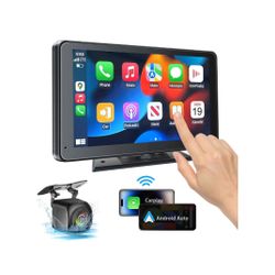 Portable Wireless with Apple CarPlay and Android Auto Screen for Car, 7" HD Touch Screen Car Stereo with Mirror Link, Bluetooth 5.2, Backup Camera, AU