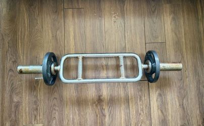 Tricep Bicep Curl Bar standard Weight With (2) Plates 5Lbs Each