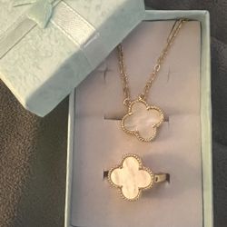 Four Leaf Necklace and ring 