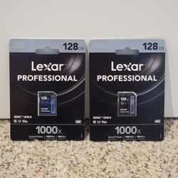x2 Lexar Professional 1000x 128GB SDXC UHS-II Card