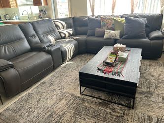 Couch includes coffee table , 2 glass side table with lampshades and carpet