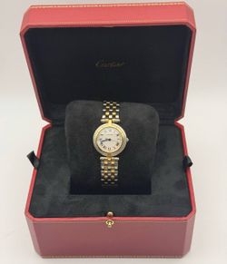 Cartier Panthère Vendome Ladies Quartz 2 Row Steel 18k Gold 30mm White Roman Dial 18k gold bezel 183964 watch appraisal
