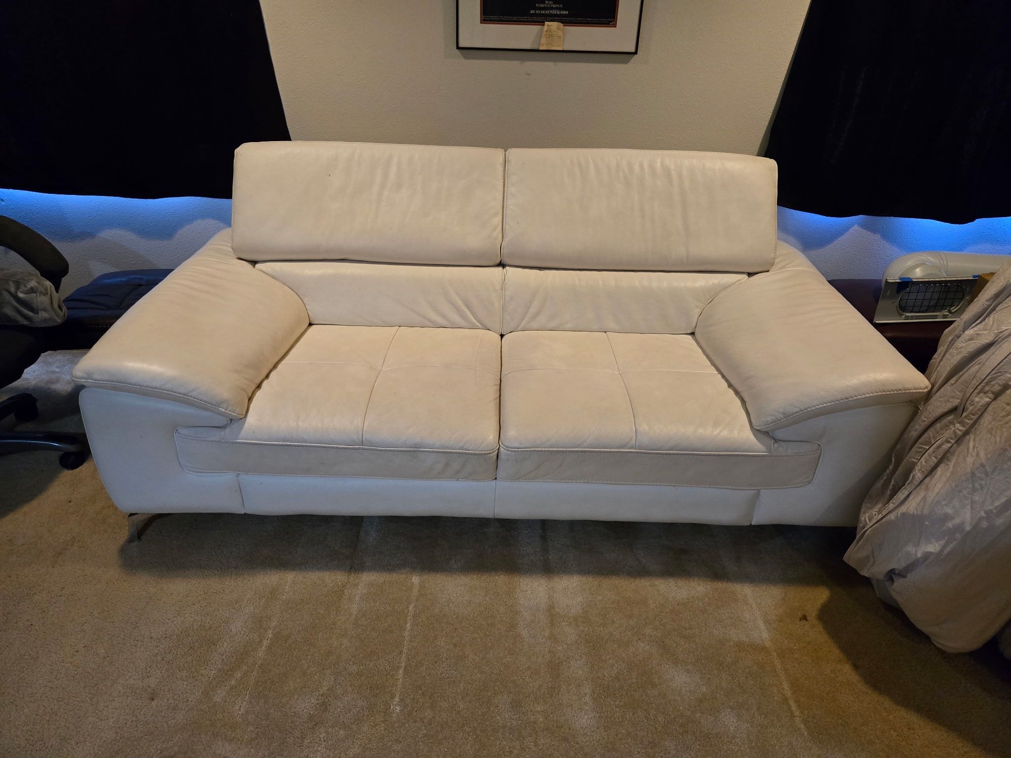 MOVING SALE! White Leather Loveseat. Open To All Offers!!