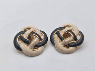 Vintage Enamel Knot Clip-On Earrings