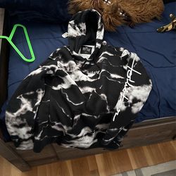 Mens Medium Hollister Hoodie Black White And Gray