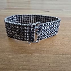 Stainless Steel 6 Row Onyx Bracelet 