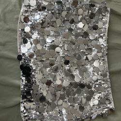 Xs Sequin Silver Mini Skirt