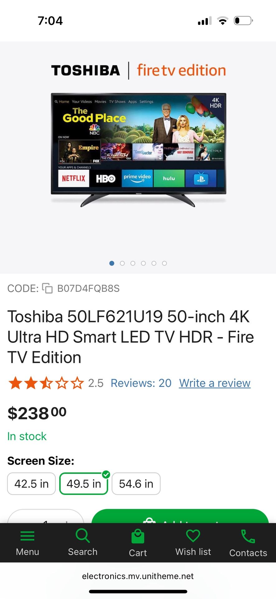 TOSHIBA 50” FIRESTICK TV SMART