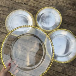 Clear and Gold Table Charger Plates 