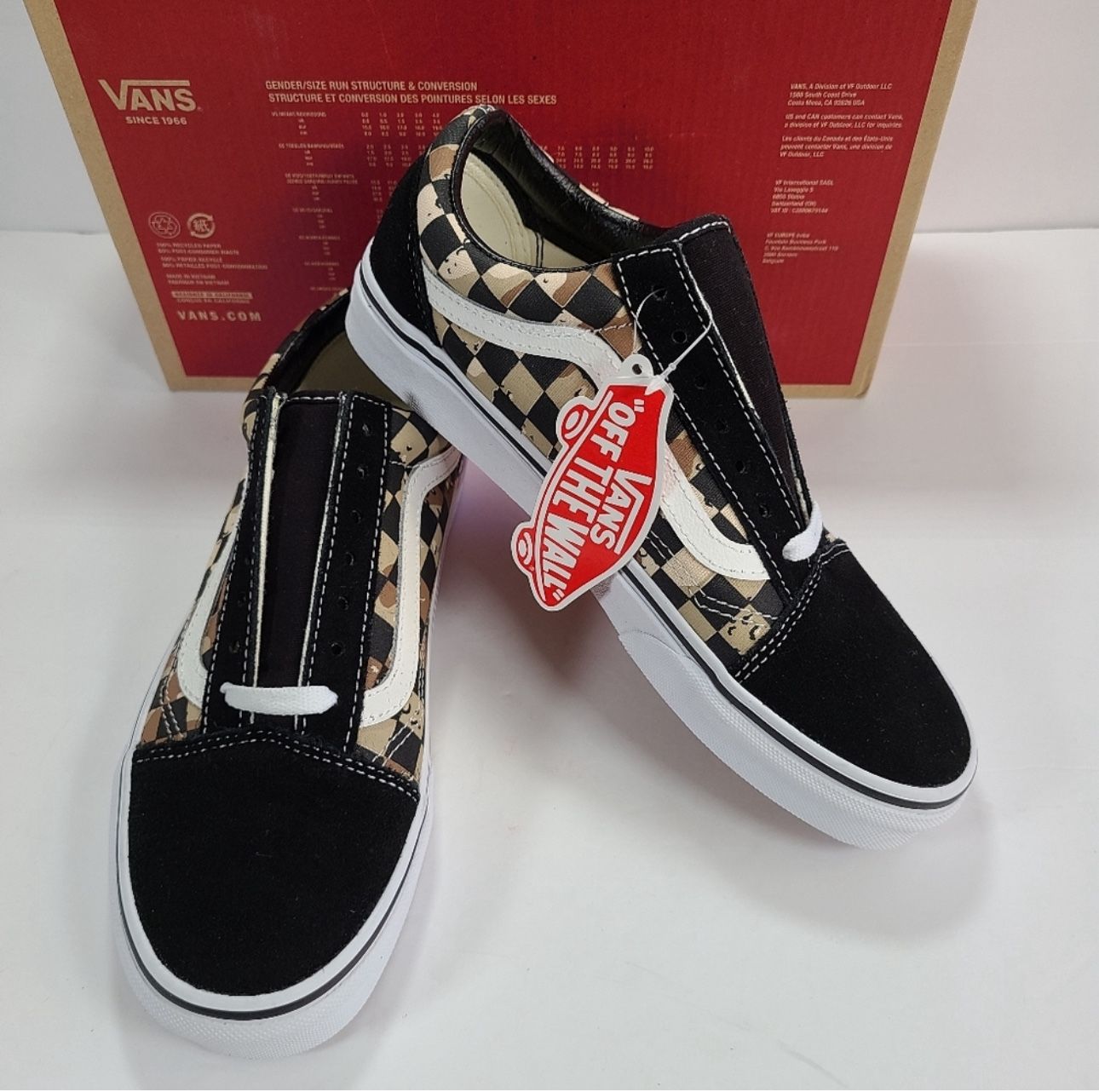 Vans Old Skool Checkerboard Desert Camo Sneakers Women Size 7.5 Men Size 6