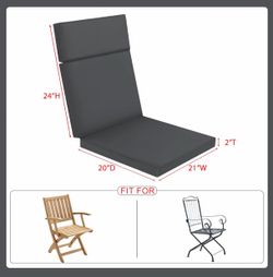 Favoyard Waterproof Outdoor Chair Cushion, Dark Grey