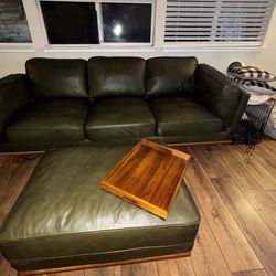 Timer 90’’ leather couch w/ottoman