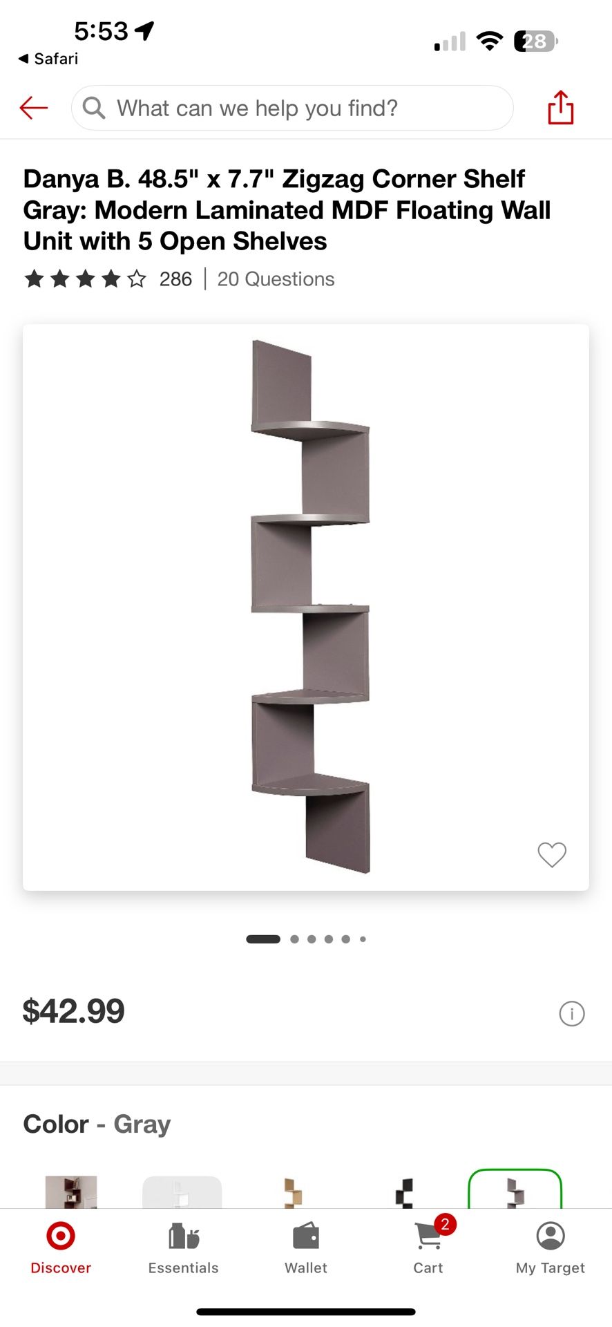Floating corner Shelf storage