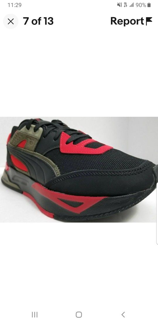 PUMA MIRAGE SPORT TIP OFF MEN'S ATHLETIC RUNNING SHOES LOW TOP SIZE 9 BLACK/GRAPE LEAF HIGH RISK RED LEATHER SUEDE BRAND NEW WITH OUT THE BOX