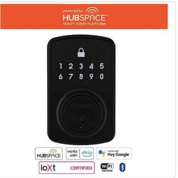Defiant Square Compact Matte Black Electronic Single Cylinder Deadbolt Wi-Fi Enabled Powered by Hubspace