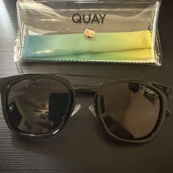 QUAY Coolin Sunglasses Polarized Black Frame Black Lenses Brow Bar Unisex