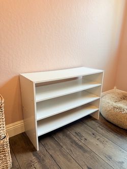 Set of 2 White Wooden 2-Tier Shoe Racks