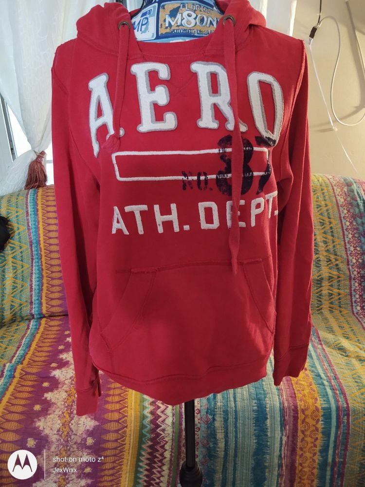 Red Aeropostale Sweatshirt No. 87 Hoodie Sz Small