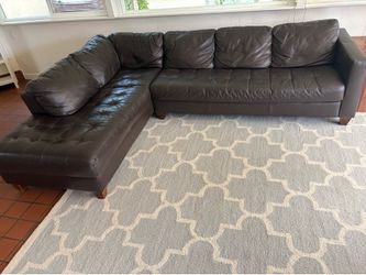 Mid-Century Modern Leather Sectional brown