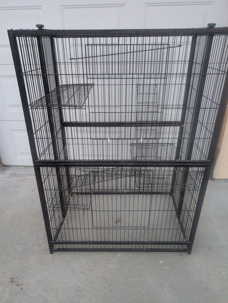 Large Black Metal Multi-Level Pet Cage