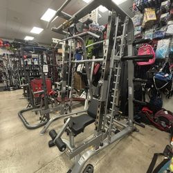 Used Tuff Stuff CSM 600 Smith Machine Half Cage Ensemble With weight stack(BENCH IS NOT INCLUDED) 