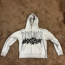 White and black skull zip up hoodie