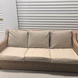 Free Delivery-New Outdoor Wicker Couches Set with Decor Pillows Set 