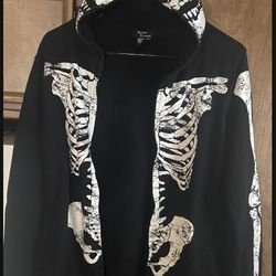 Skeleton Hoodie jacket Costume Full face size small (unisex) glo in dark