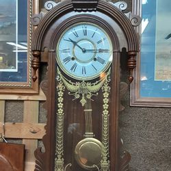 Hanging Wooden Grandfather Clock- Located In Shelton 