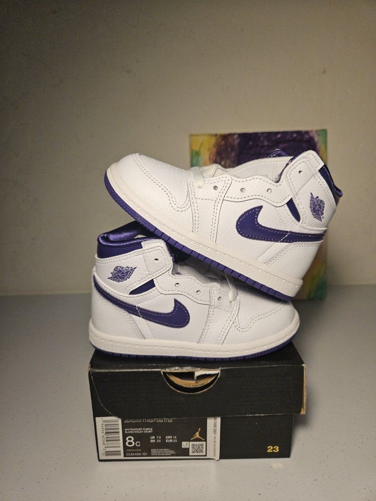 Size 8c - Kids Court Purple Jordan 1's - $80
