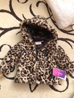 Size 18 months leopard print faux fur jacket