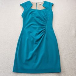 Calvin Klein Womens Dress Teal Pleated Sleeveless Stretch Knit Size Not Listed