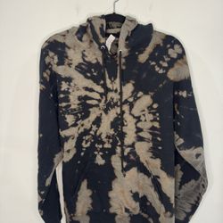 Black & Tan Tie-Dye Pullover Hoodie – Size L (Unisex Fit)