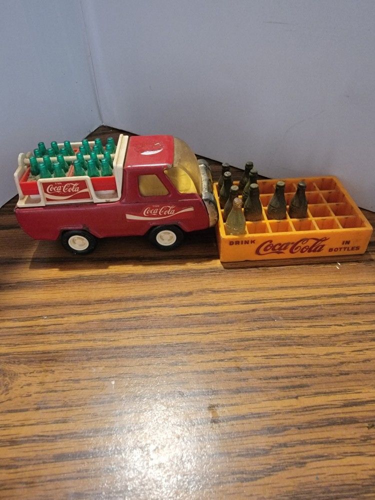 Vintage Coke Truck And bottles